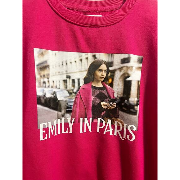 Pink Emily In Paris Print Sweatshirt Original Netflix Show Memorabilia sz. S - Picture 4 of 5